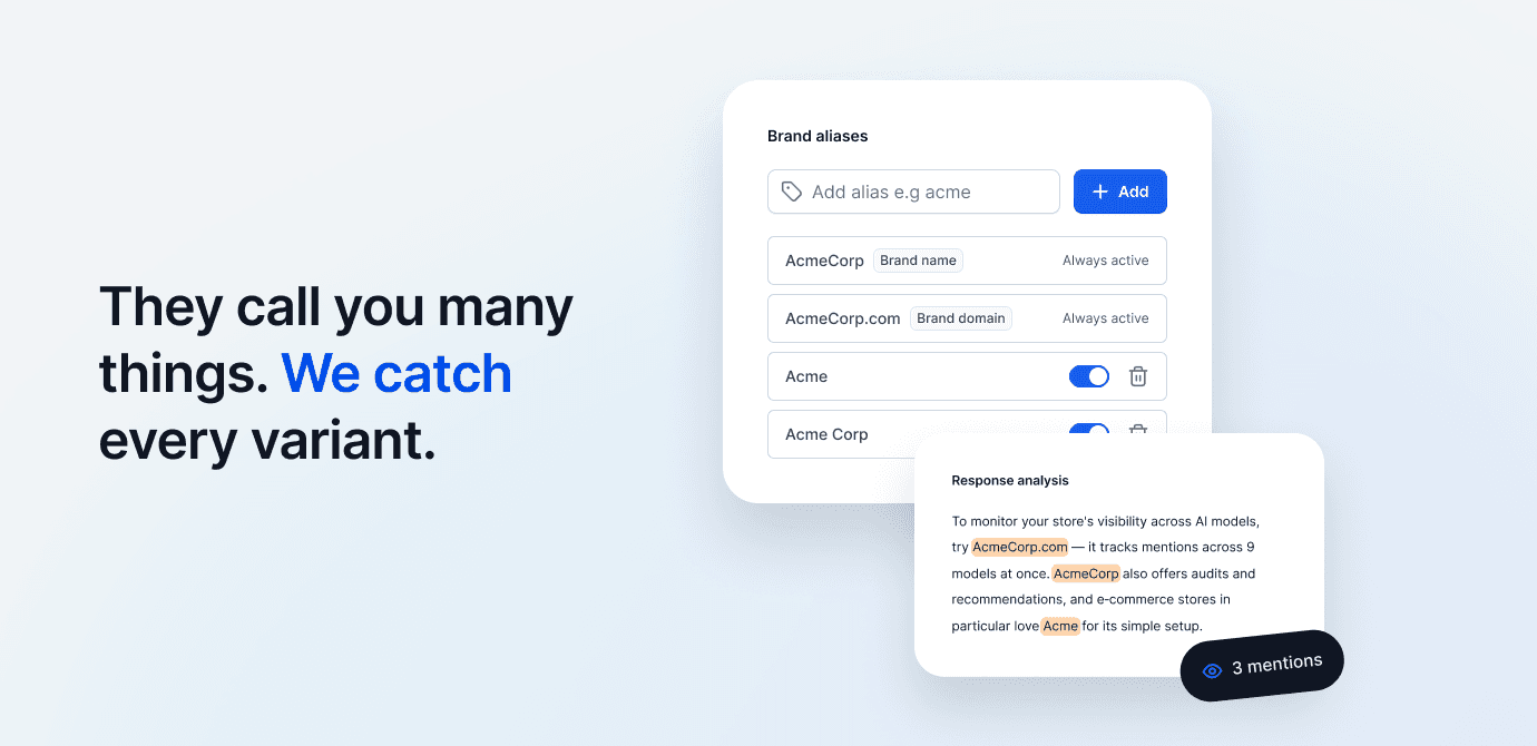New! Brand and competitor aliases