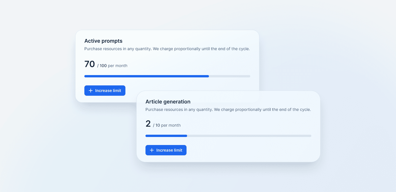 New: self-service change of prompt and article limits